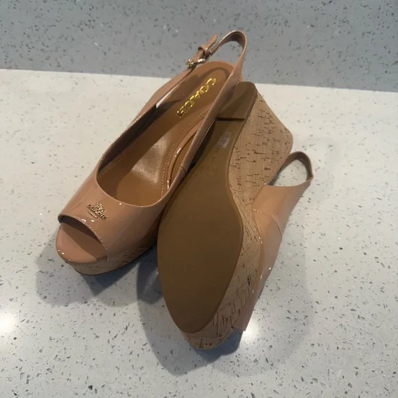 Coach Nude Peep-Toe Slingback Heels - Picture 3 of 3